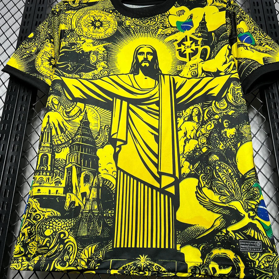jersey-bresil-jaune-inspire-equipe-nationale-collection-2024-2025 Brasilien gul trøje inspireret af landsholdet kollektion 2024 2025