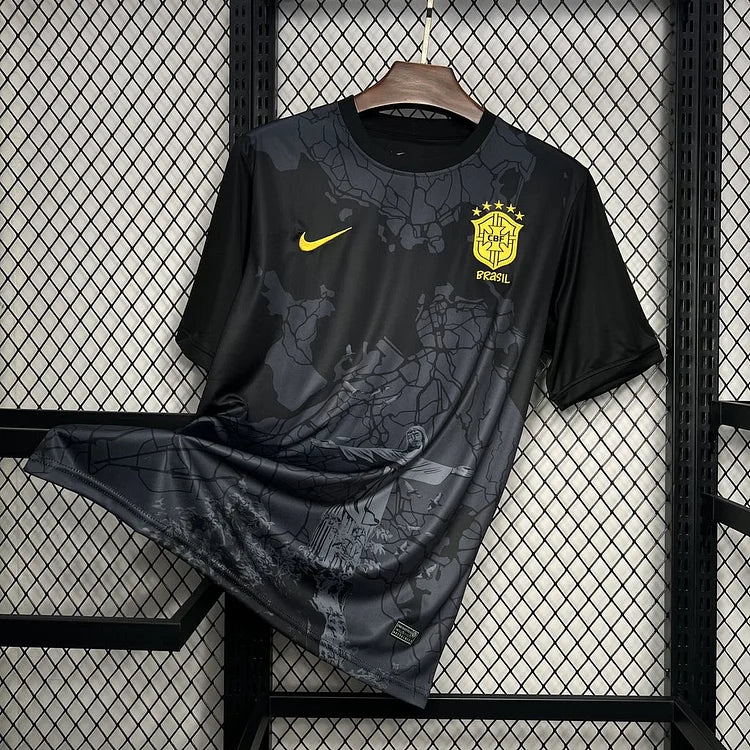 fodboldtrøje med inspiration fra Brasilien concept i sort