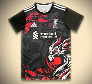 Fodboldtrøje concept Liverpool sort udgave 2024 2025