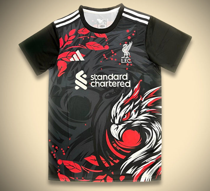 Fodboldtrøje concept Liverpool sort udgave 2024 2025
