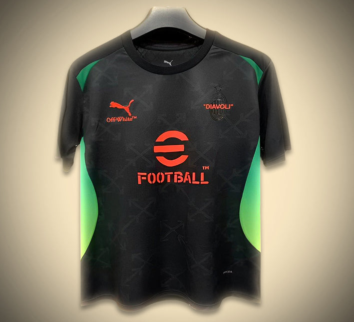 maillot-de-football-concept-ac-milan-edition-off-white-coloris-noir-et-gris-saison-2025-2026 fodboldtrøje concept AC Milan Off White-udgave farve sort og grå sæson 2025 2026