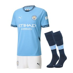 kit-enfant-manchester-city-domicile-2024-2025 BØRNESÆT MANCHESTER CITY HJEMMEBANE 2024-2025