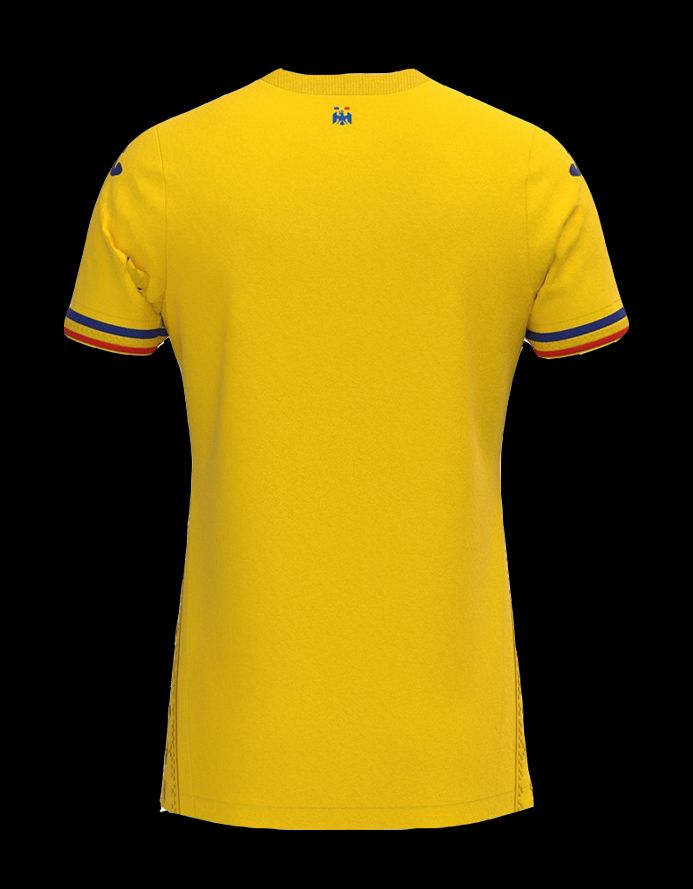 maillot-de-football-roumanie-domicile-saison-2023-2024-rouge-jaune-bleu fodboldtrøje Rumænien hjemmebanetrøje sæson 2023 2024 rød gul blå