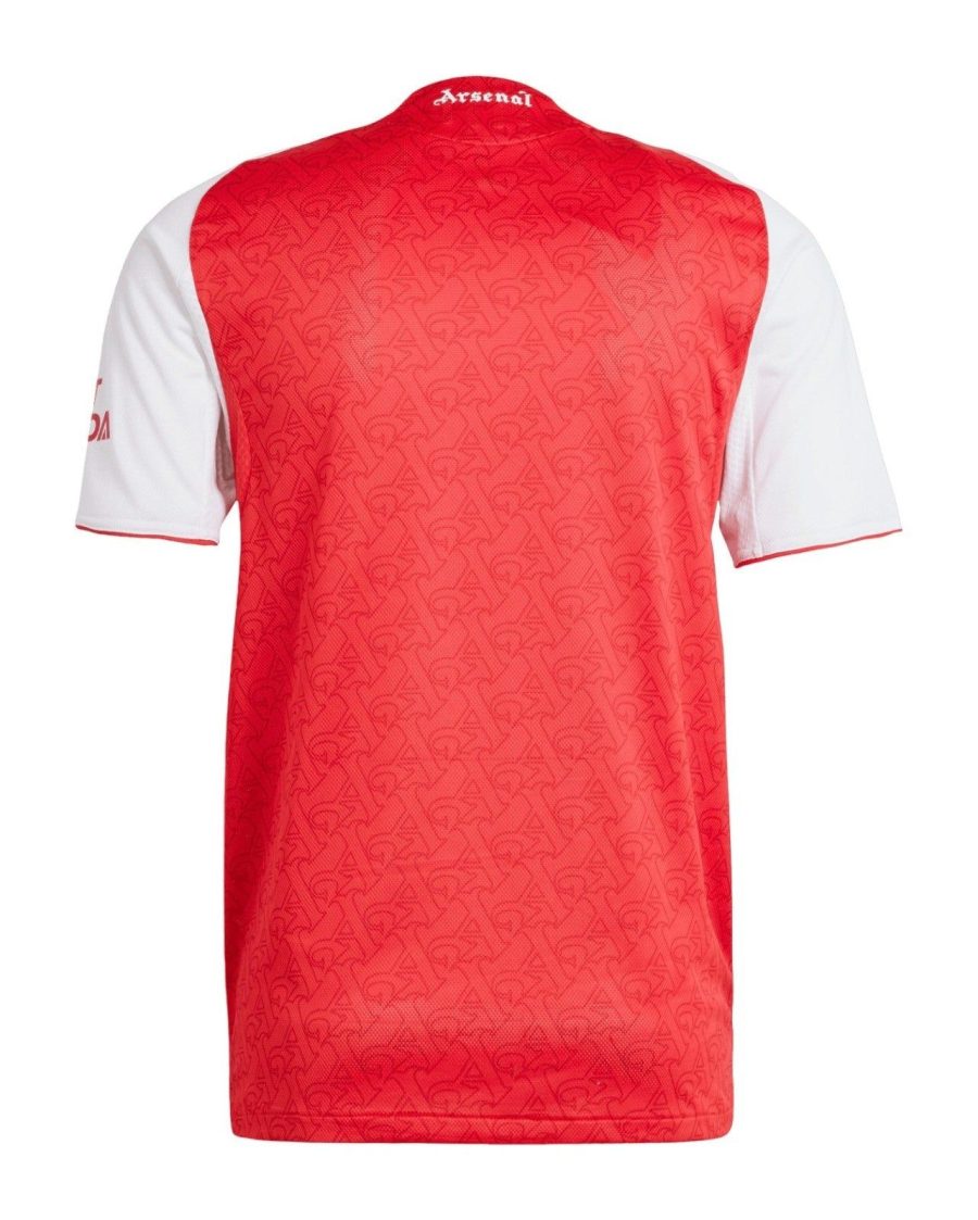 maillot-domicile-arsenal-saison-2025-2026-rouge-et-blanc-tenue-officielle Hjemmebanetrøje Arsenal sæson 2025 2026 rød og hvid officiel dragt