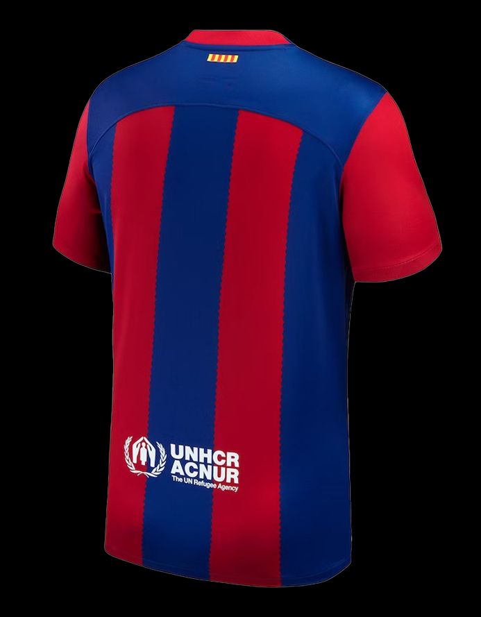 maillot-domicile-fc-barcelona-saison-deux-mille-vingt-trois-deux-mille-vingt-quatre-bleu-et-rouge hjemmebanetrøje FC Barcelona sæson to tusind treogtyve to tusind fireogtyve blå og rød