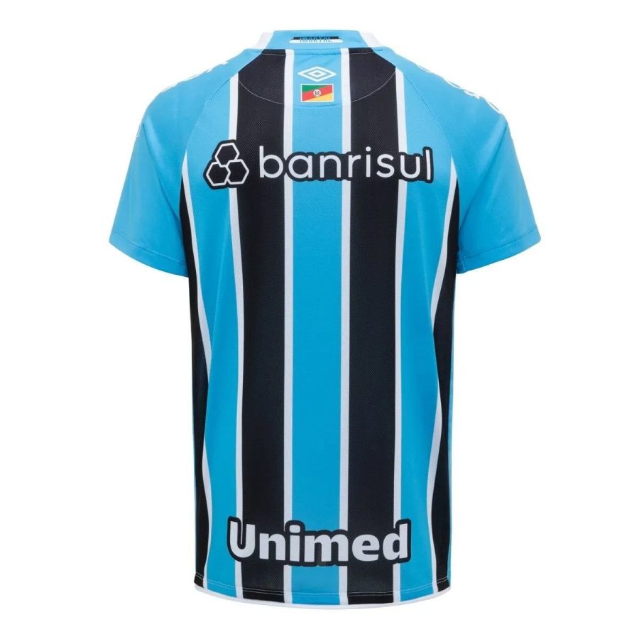 hjemmebanetrøje Gremio FBPA 2025 blå sort og hvid med officielt emblem