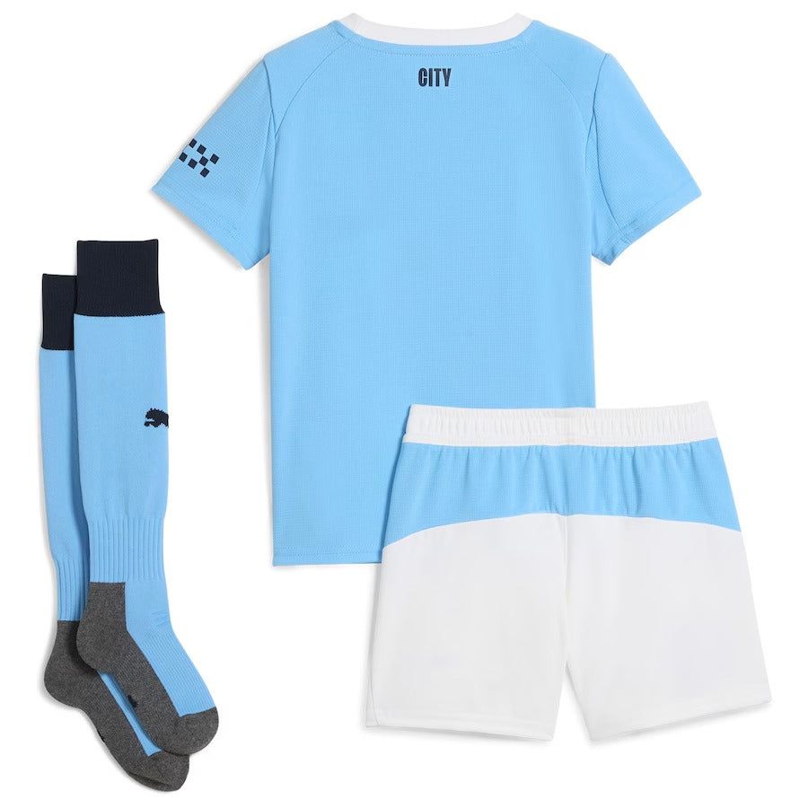 Manchester City hjemmebanetrøje til børn sæson 2025 2026 med shorts