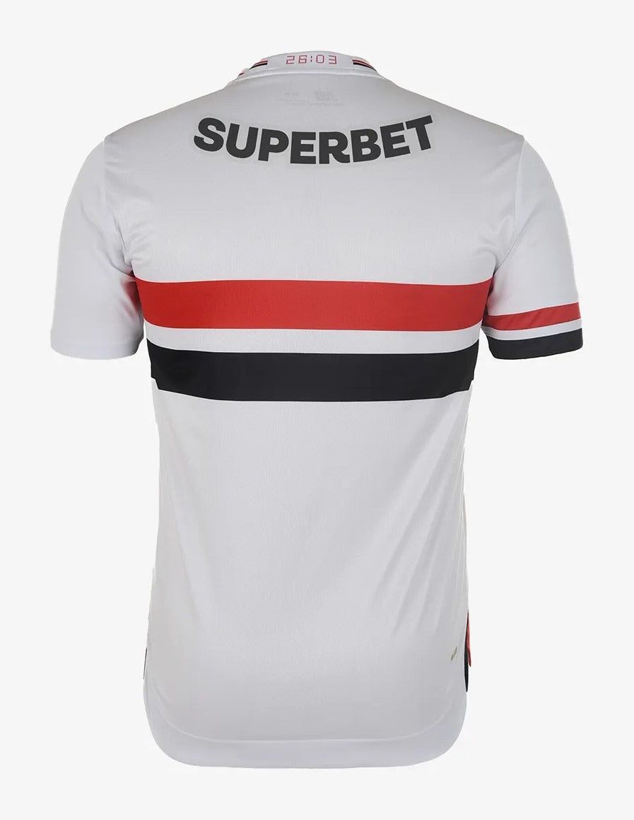 Hjemmebanetrøje Sao Paulo FC sæson 2025 officiel trøje hvid rød sort