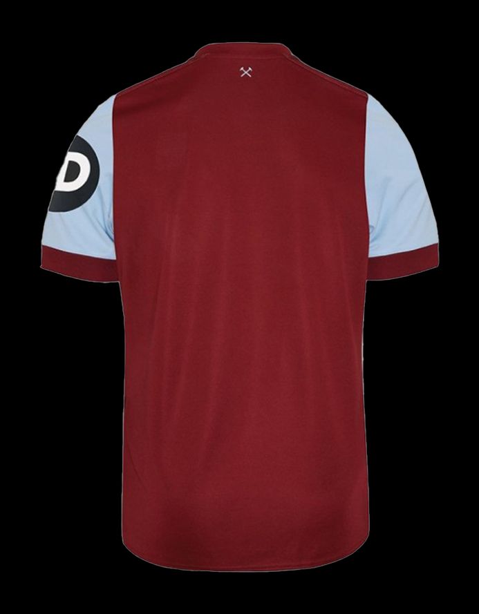 hjemmebanetrøje West Ham United FC sæson 2023 2024 officiel dragt bordeaux og lyseblå