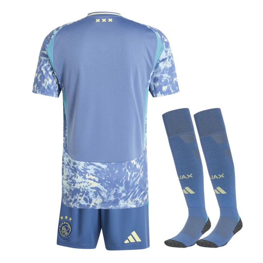børnetrøje Ajax Amsterdam udebane sæson 2024 2025 med shorts og strømper