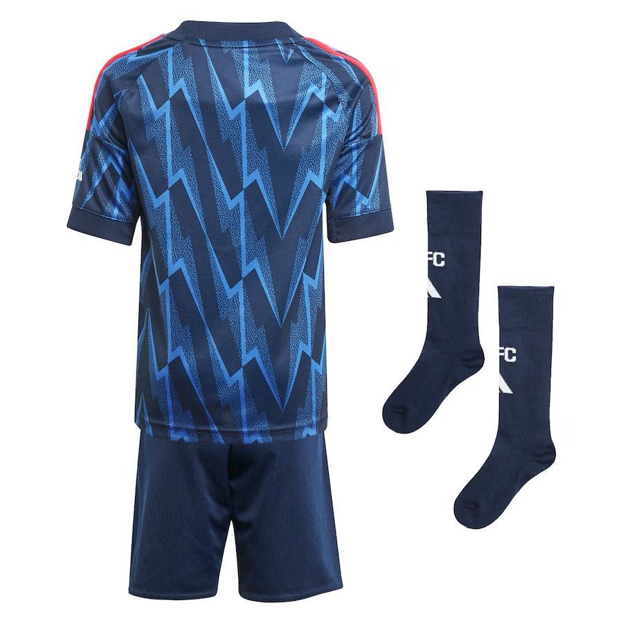 maillot-enfant-arsenal-exterieur-saison-2025-2026-avec-short-et-chaussettes Børnetrøje Arsenal udebanetrøje sæson 2025 2026 med shorts og strømper