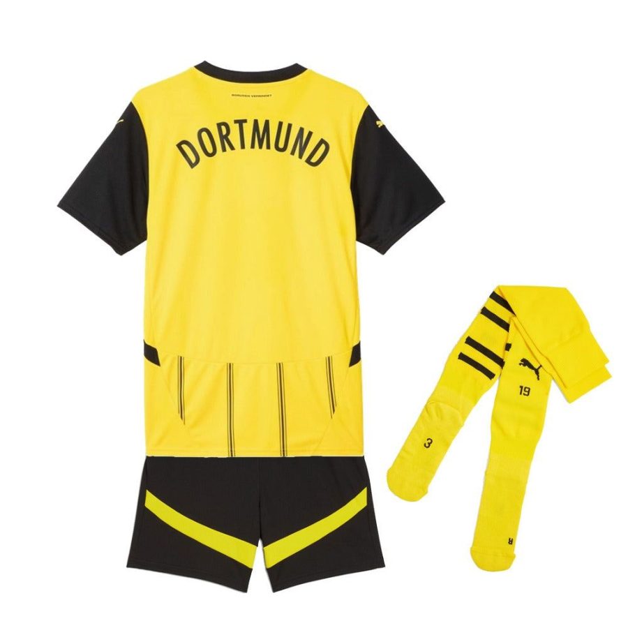 Børnetrøje Borussia Dortmund hjemmebanetrøje sæson 2024 2025 med shorts og strømper
