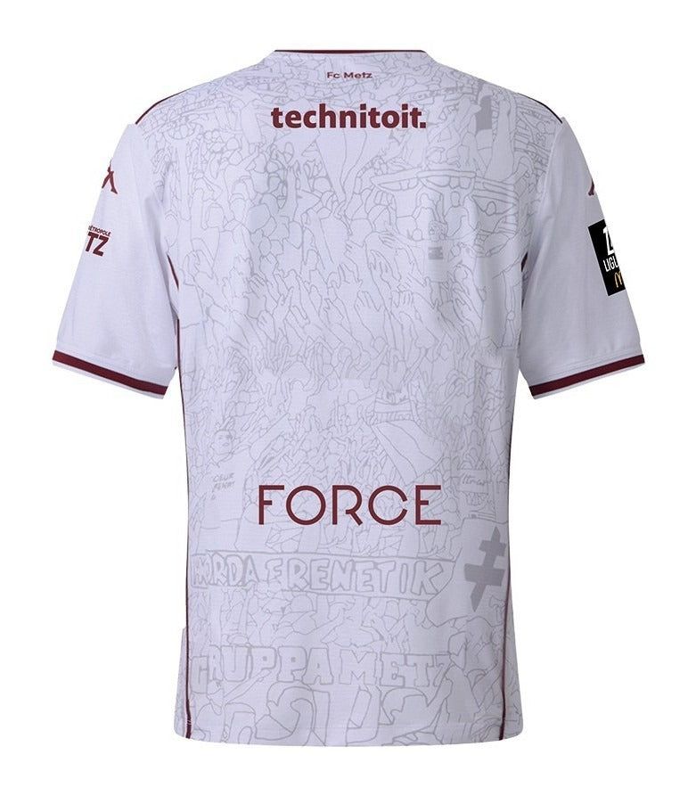 maillot-exterieur-fc-metz-saison-2025-2026-tenue-officielle-supporter-grenat Udebanetrøje FC Metz sæson 2025 2026 officiel fan-trøje i granat