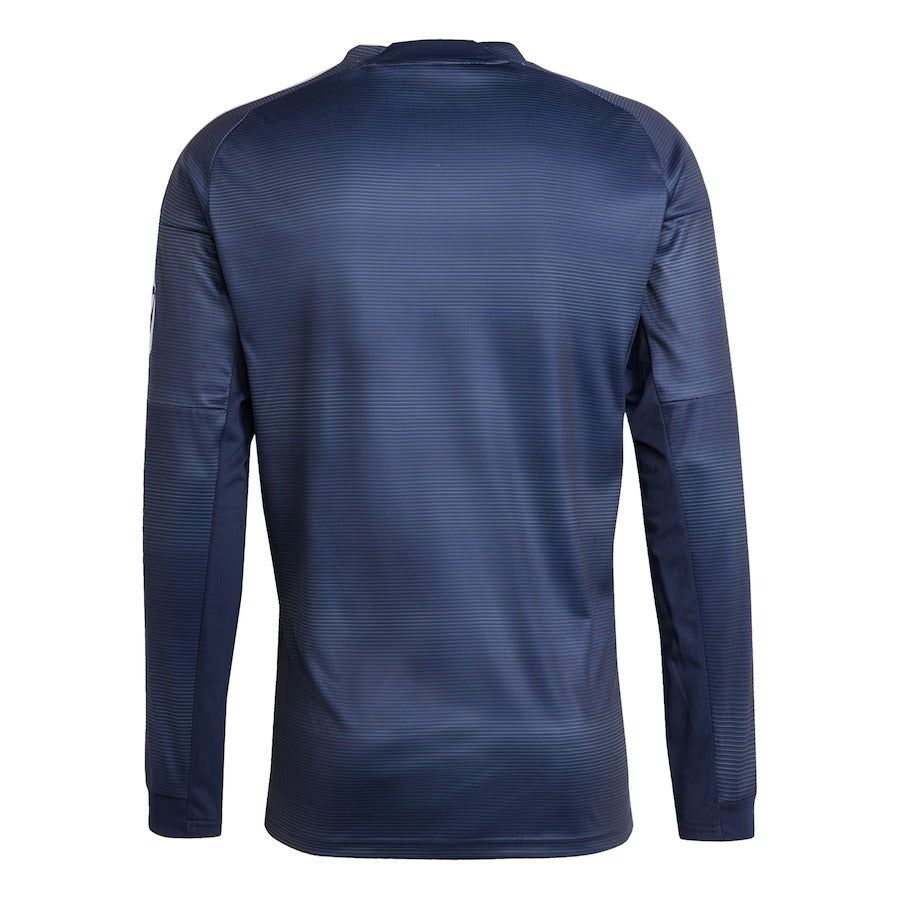 maillot-exterieur-real-madrid-manches-longues-saison-2025-2026-tenue-officielle Udebanetrøje Real Madrid lange ærmer sæson 2025 2026 officielt sæt