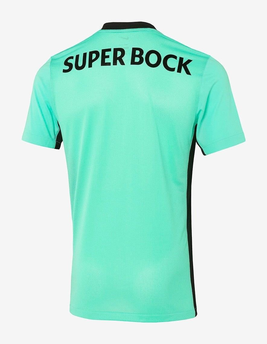 maillot-third-du-sporting-cp-saison-2025-2026-tenue-exterieure-verte-et-noire Third-trøje fra Sporting CP sæson 2025 2026 grøn og sort udebanetrøje