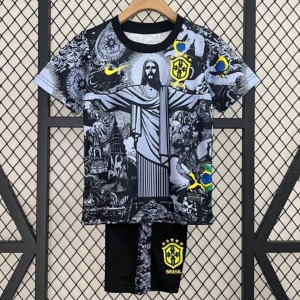 Fodboldtrøje Brasilien Børn 24/25 Sort Special