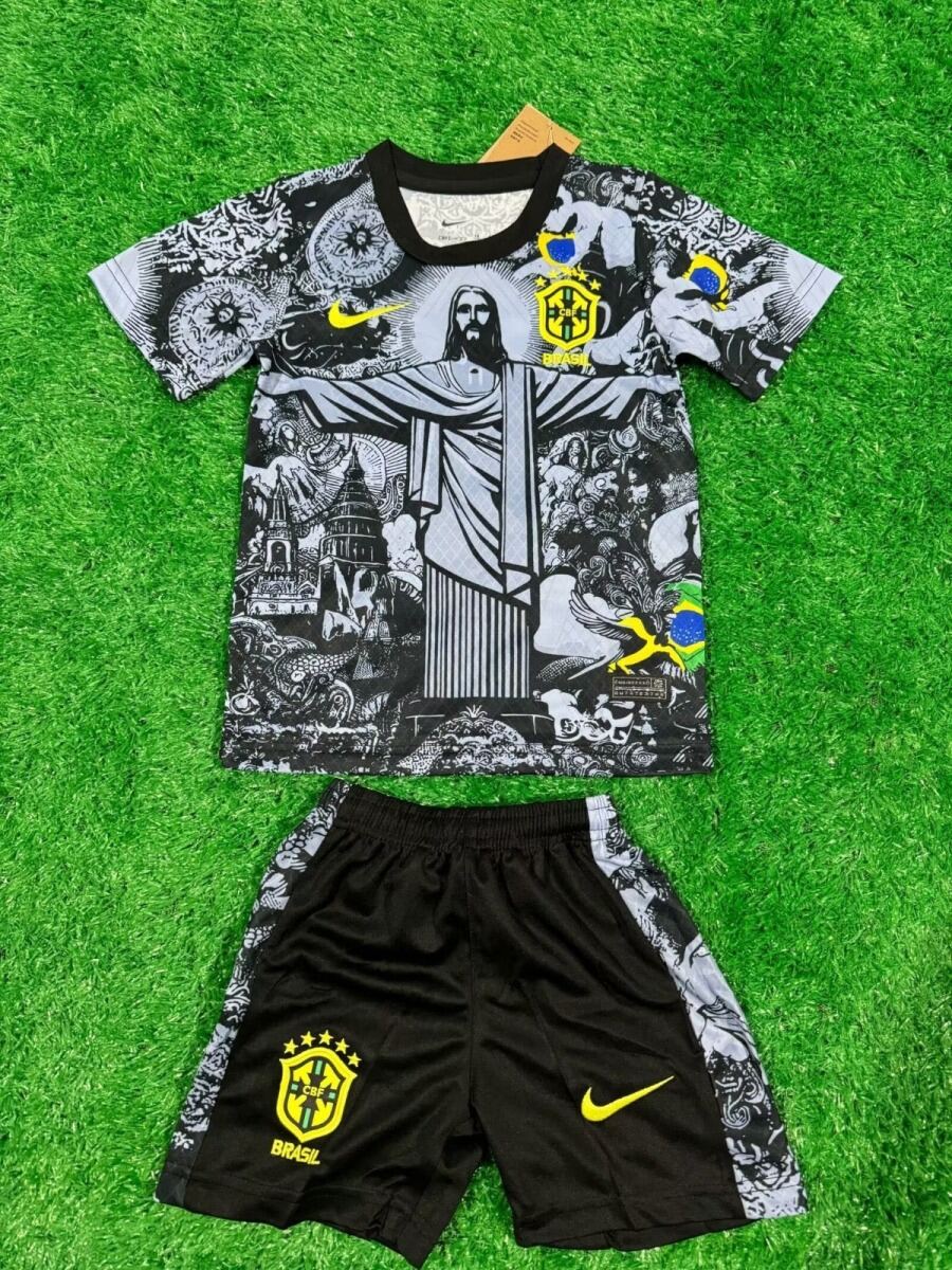 Fodboldtrøje Brasilien Børn 24/25 Sort Special