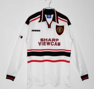 Fodboldtrøje Manchester United 1998/99 Udebanetrøje Langærmer