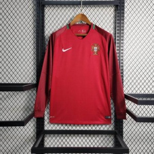 Fodboldtrøje Portugal Retro 2016 Lange Ærmer
