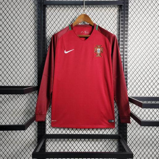 Fodboldtrøje Portugal Retro 2016 Lange Ærmer