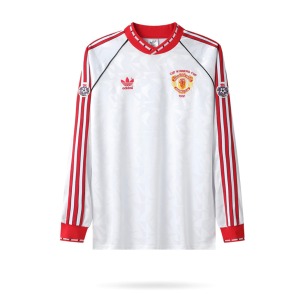 Fodboldtrøje Manchester United 1990/91 Udebanetrøje Lange Ærmer