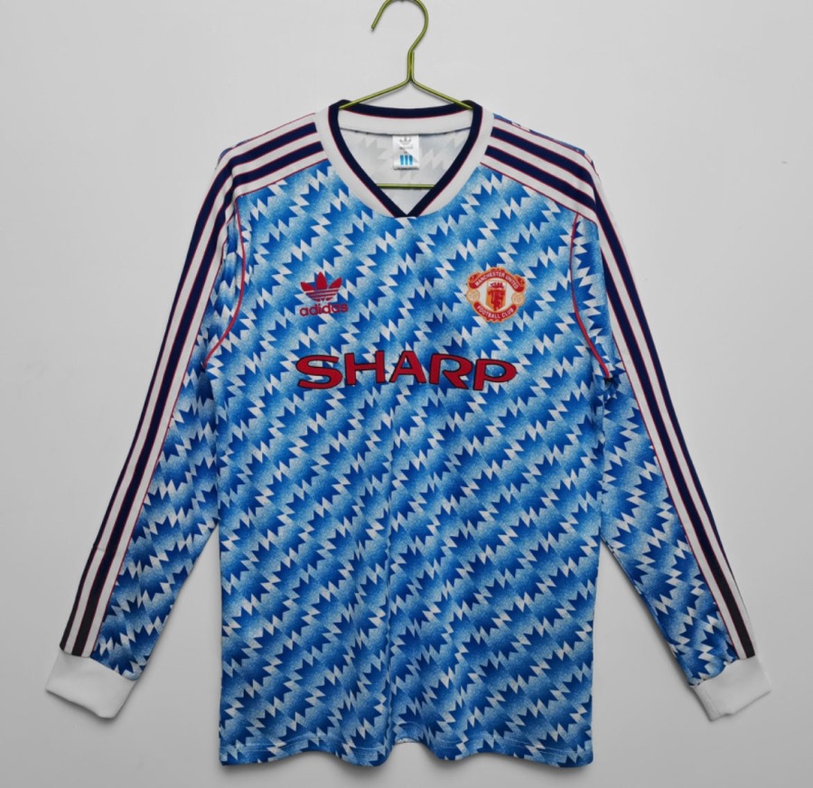 819997BA-B2F8-4F62-AB33-F721A89C9CF0.jpg Fodboldtrøje Manchester United 1991/92 Udebanetrøje Lange Ærmer