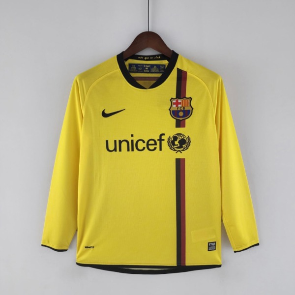 Fodboldtrøje FC Barcelona 2008/09 Udebanetrøje Lange Ærmer