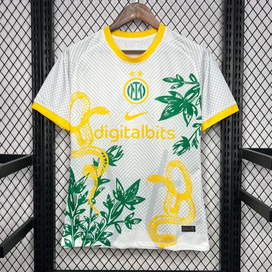 Fodboldtrøje Inter Milano 24/25 Hvid Special Slange
