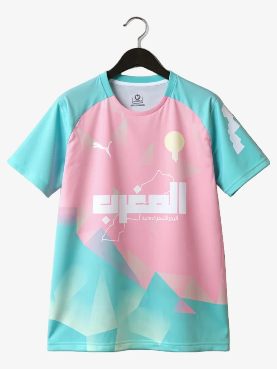 maillot-concept-maroc-edition-rose-bleu-2025-2026 studio v12 Fodboldtrøje Concept Marokko Udgave Rosa Blå 2025-2026
