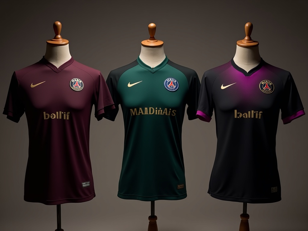 Sammenligning af de tre seneste PSG third-trøjer 2024, 2025 og 2026 side om side
