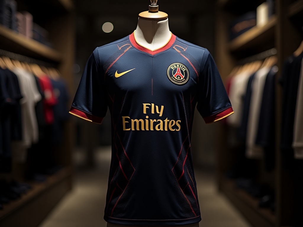 PSG koncepttrøje i limited edition med geometriske mønstre i mørkeblå og guld