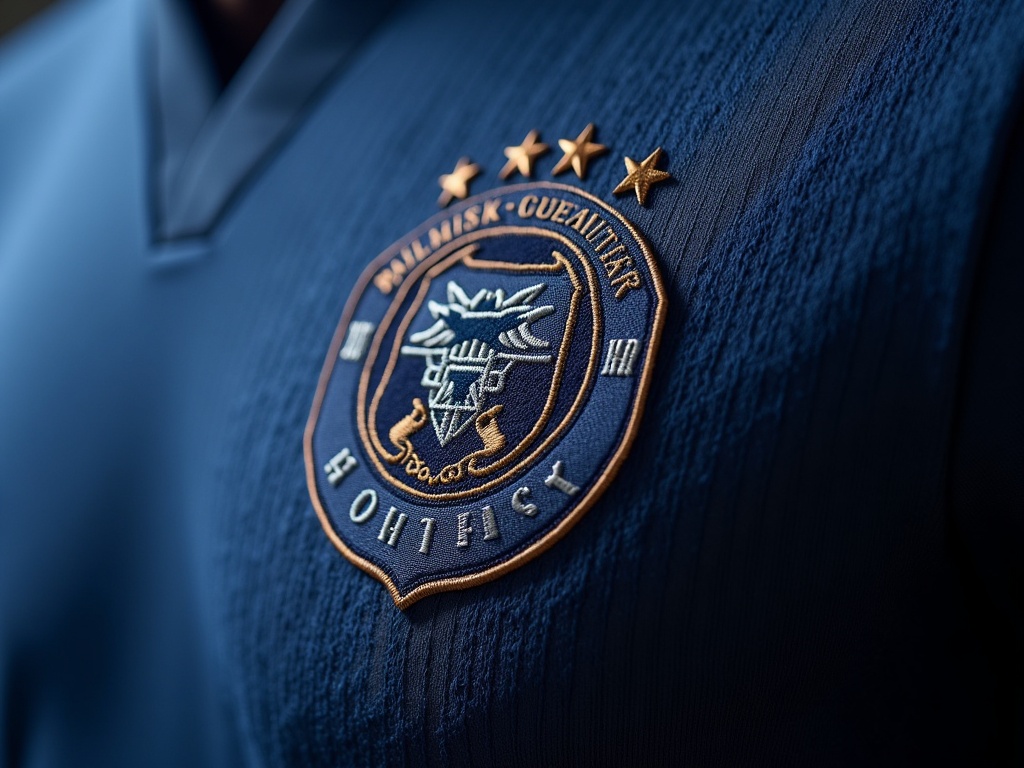 Detalje af det tekniske stof på en officiel voksen fodboldtrøje