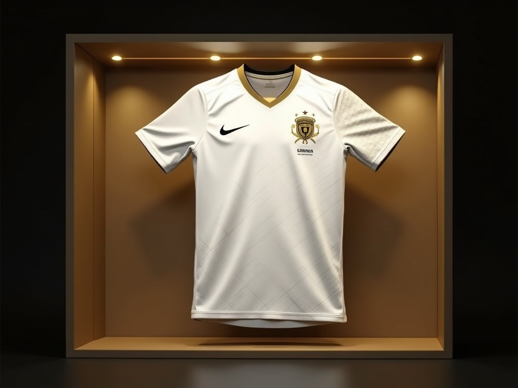 Koncept fodboldtrøje limited edition i hvid og guld i et samleretui
